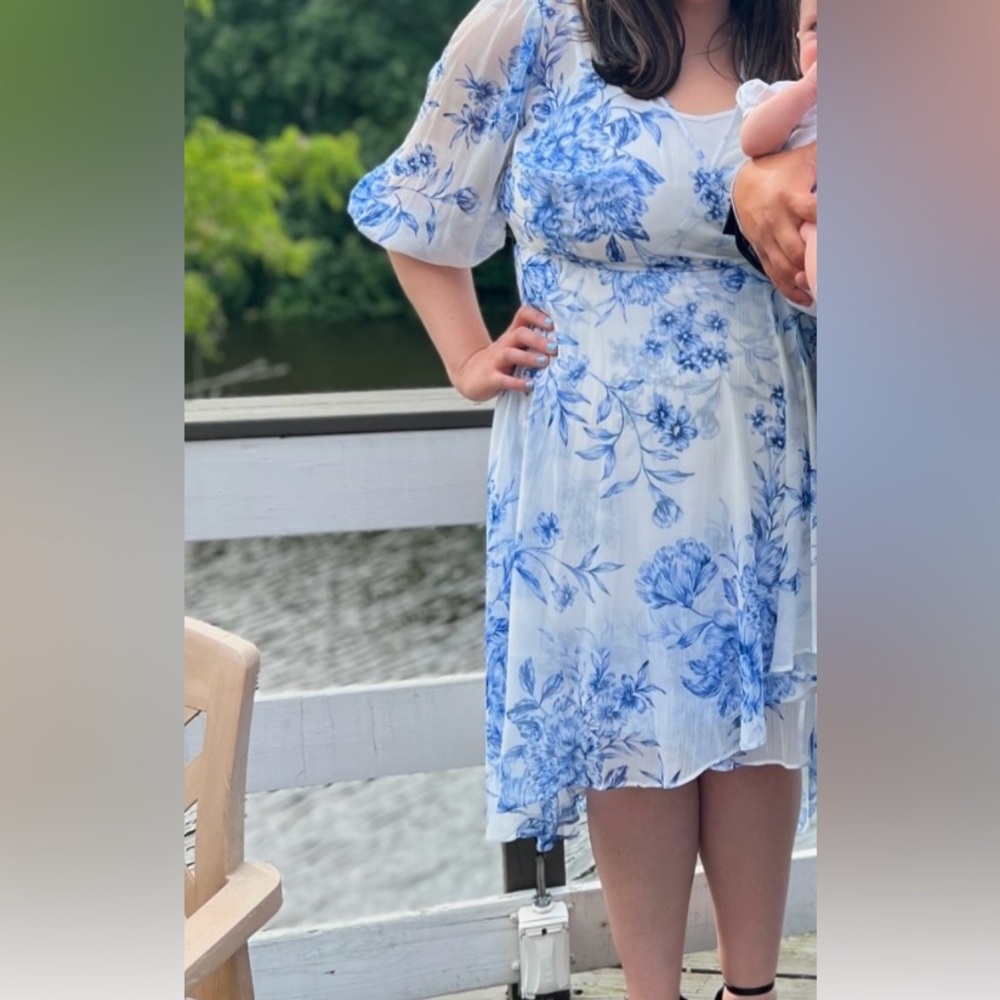 Calvin Klein Floral blue and white dress
